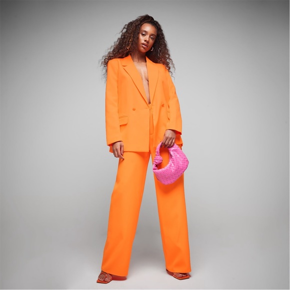 Missguided: Tailored Double Breasted Neon Orange Suit - Picture 3 of 3